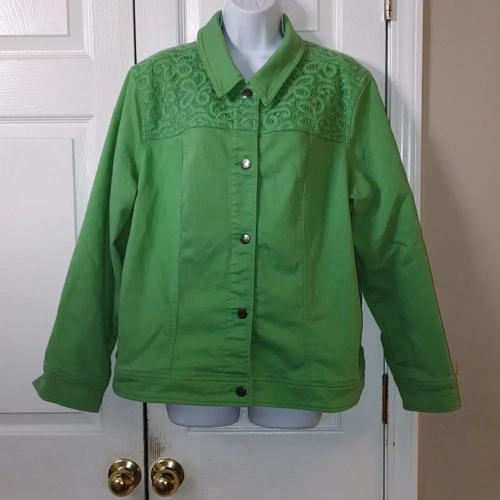Liz Claiborne New York light green denim jacket Sz 22W EUC